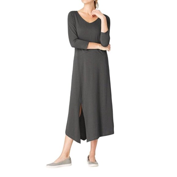 J. Jill NWT Pure Jill Long V-Neck Dress Shadow Lagonlook Minimalist Size XL - Picture 1 of 8